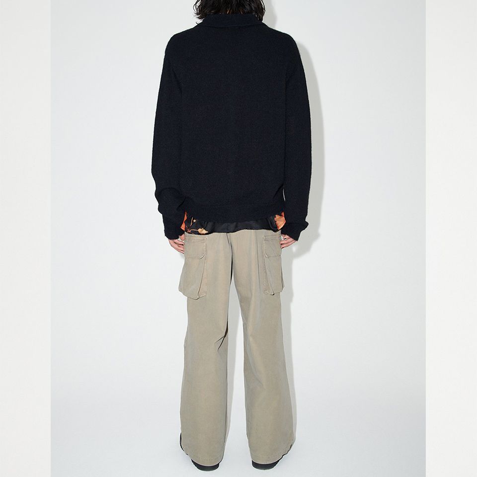 【LAST1 Size50】EVENING POLO  Black Fuzzy Alpaca