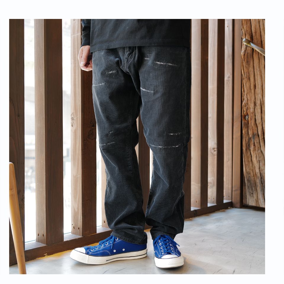 SEQUEL - FRAGMENTxSEQUEL SQ-22AW-PT-03 DAMAGE CORDUROY PANTS BLACK