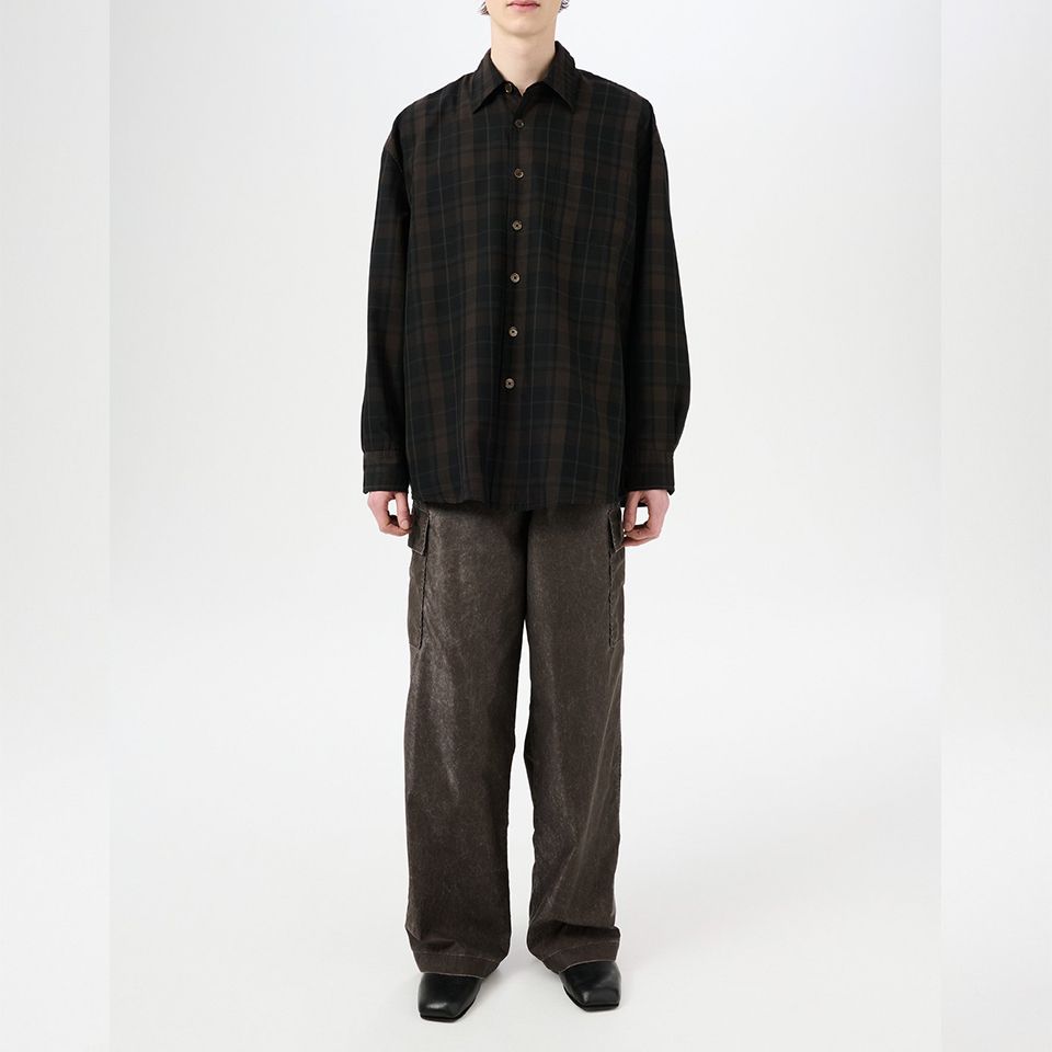 BORROWED SHIRT  Black Sheer Shadow Check