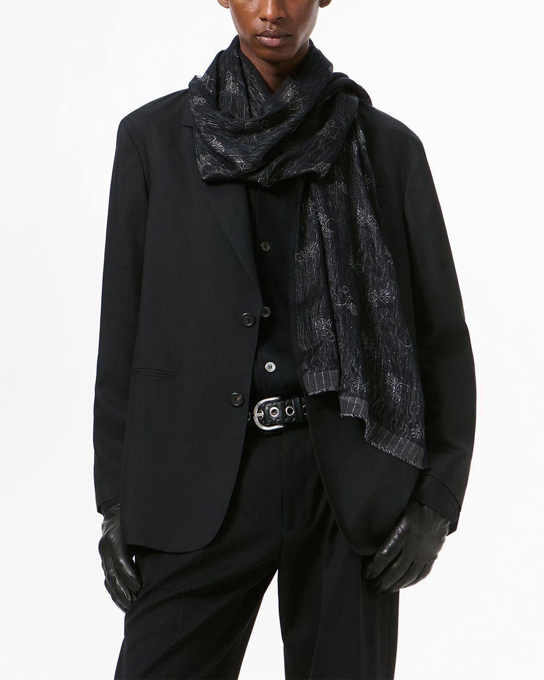 ORNATE SCARF  Black Alluring Cotton Jaquard