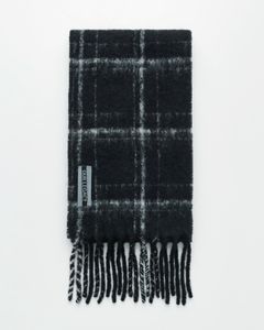ESTATE SCARF  Black Fuzzy Alpaca Check