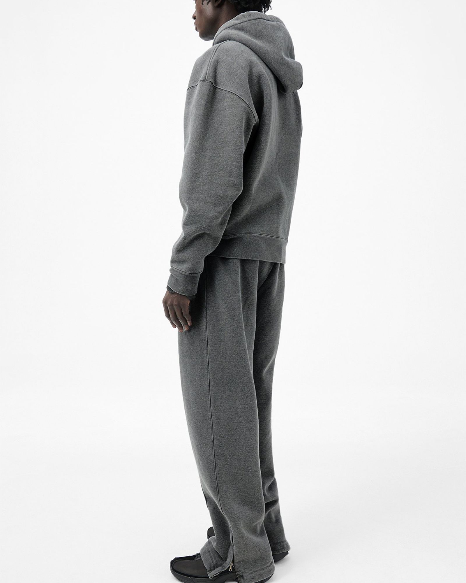 TRACK PANTS   Worn Black Hefty Fleece