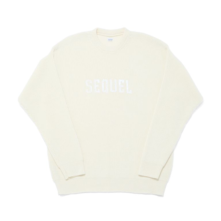 SEQUEL - SQ-24AW-KN-03 LOW GAUGE CREW NECK KNIT WHITE | River