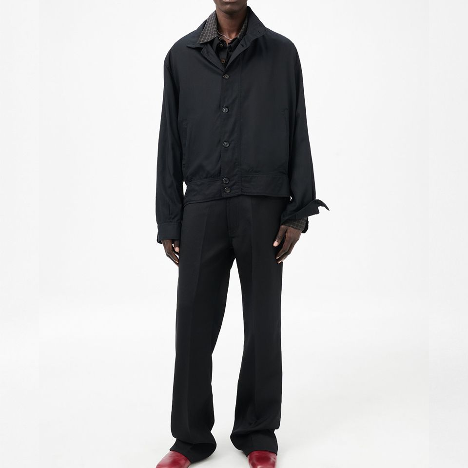 MOCK BOMBER   Draping Black Lyocell