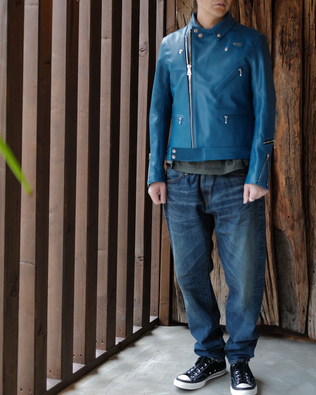 Lewis Leathers Cyclone -サイクロン- 【Tight-Fit】 (ホースレザー / 裏地:タータンチェック/) VintageTurquoise