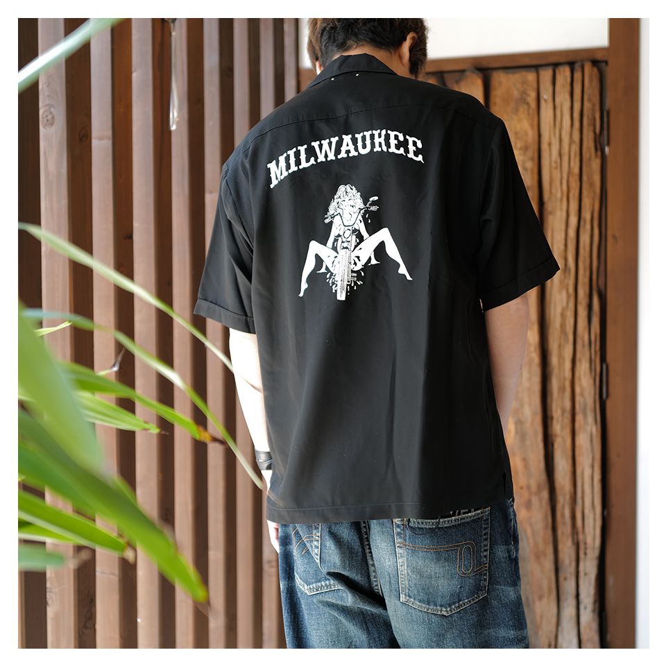 MINEDENIM マインデニム CU. Denim Milwaukee Rib Arm Bowling Shirt ボーリング 半袖シャツ イエロー サイズ1 正規品 / 31480