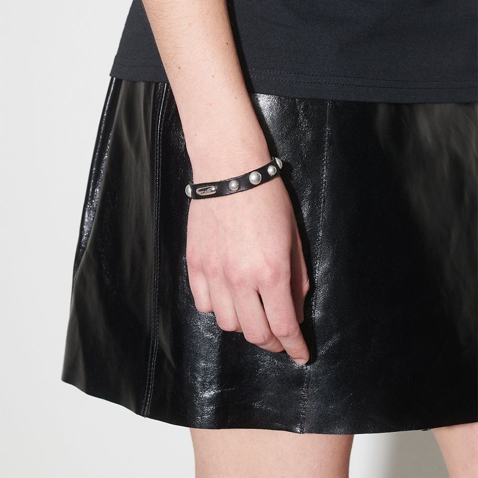 OUR LEGACY - SUPERSLIM BRACELET Grizzly Black Leather | River