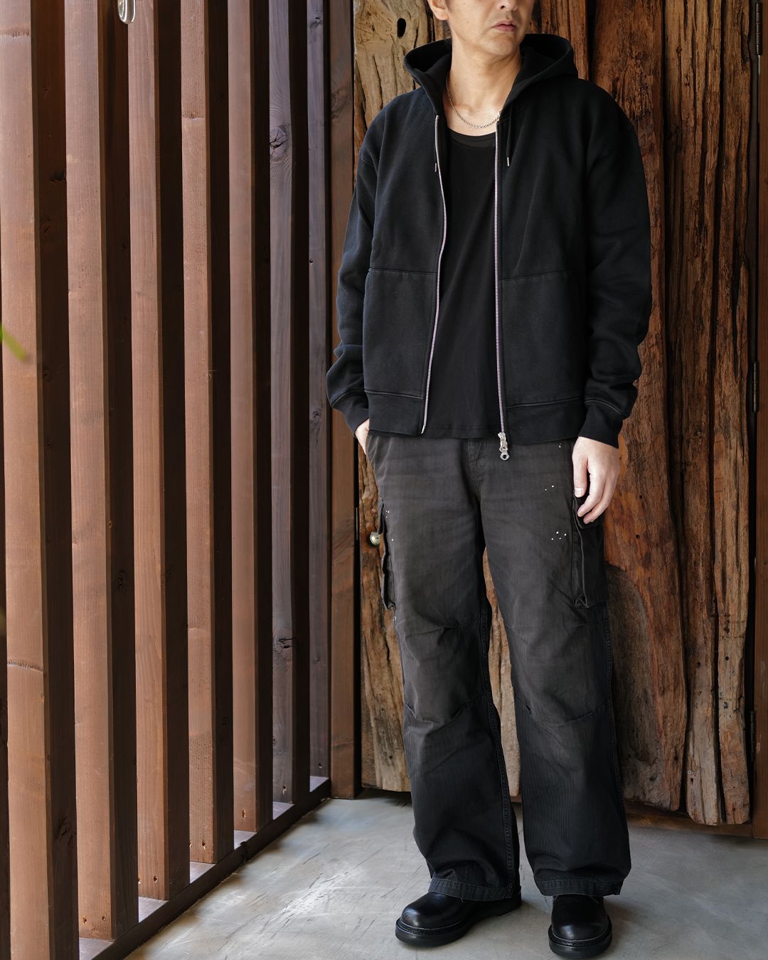 RASCAL HOOD  Washed Black Star Fleece