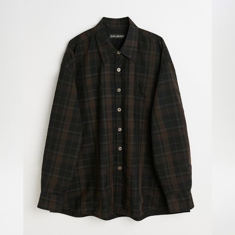 BORROWED SHIRT  Black Sheer Shadow Check