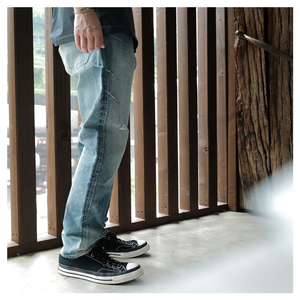 SEQUEL - SQ-25SS-PT-07 x FRAGMENT DAMAGE DENIM PANTS INDIGO SEQUEL - SQ-25SS-PT-07 x FRAGMENT DAMAGE DENIM PANTS INDIGO
