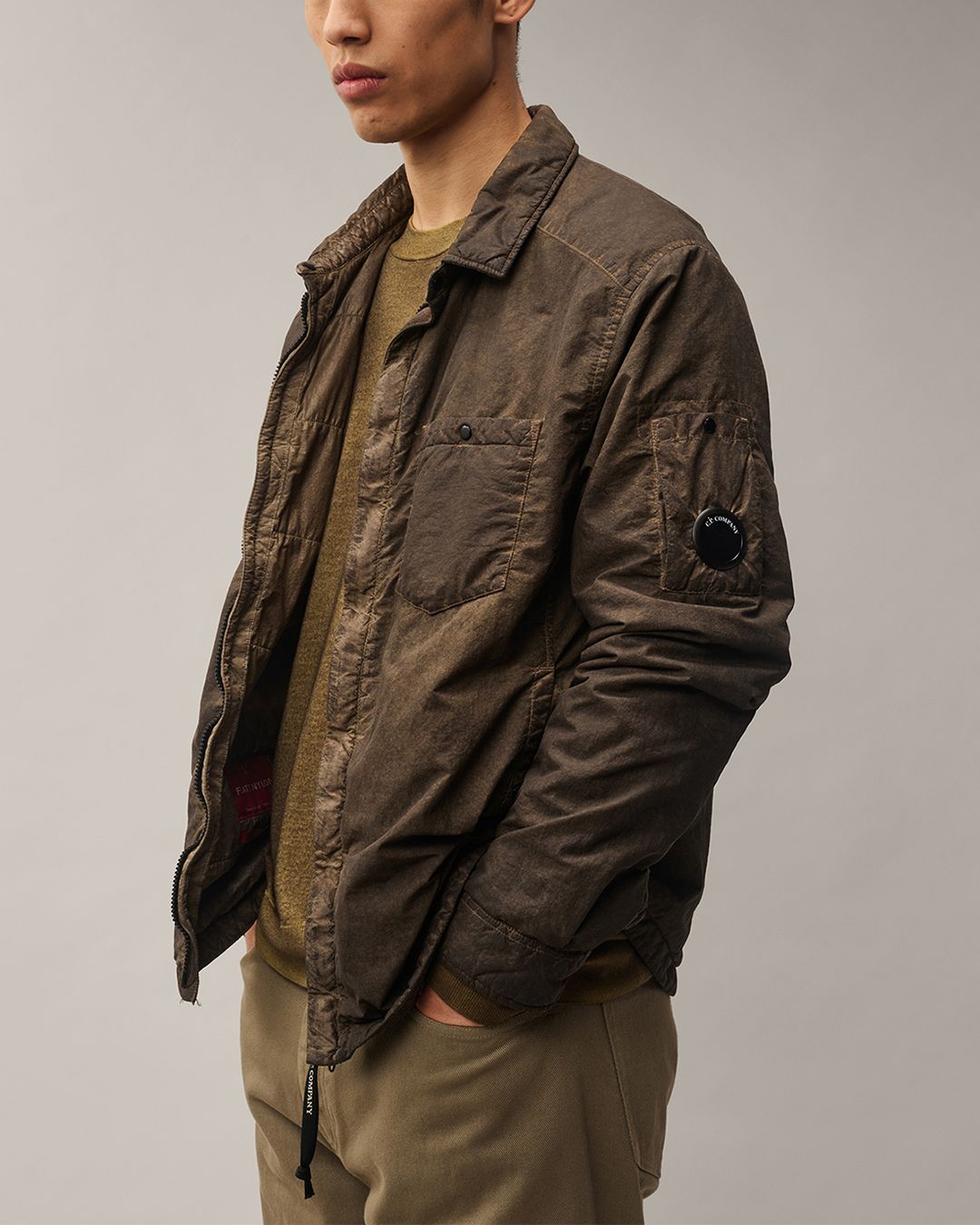 FLATT NYLON PADDED ZIPPED OVERSHIRT  <RE-COLOR BROWN R30>