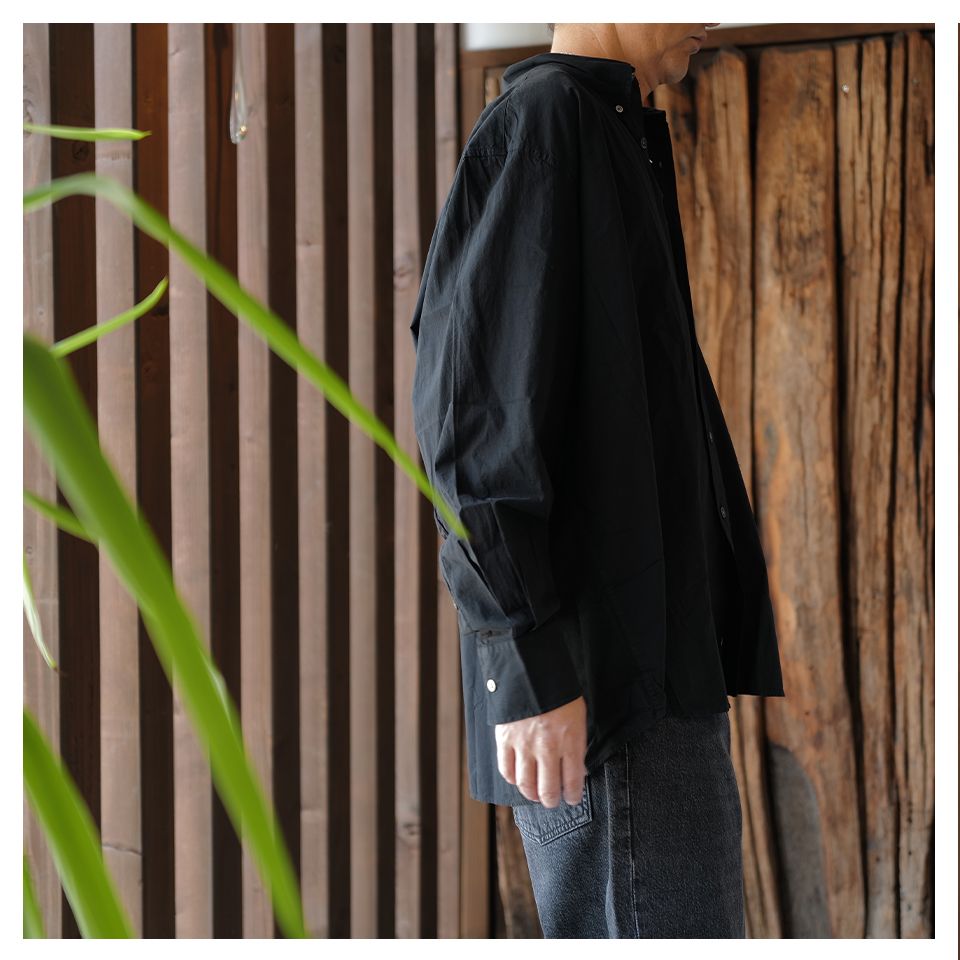 BORROWED BD SHIRT Black Voile