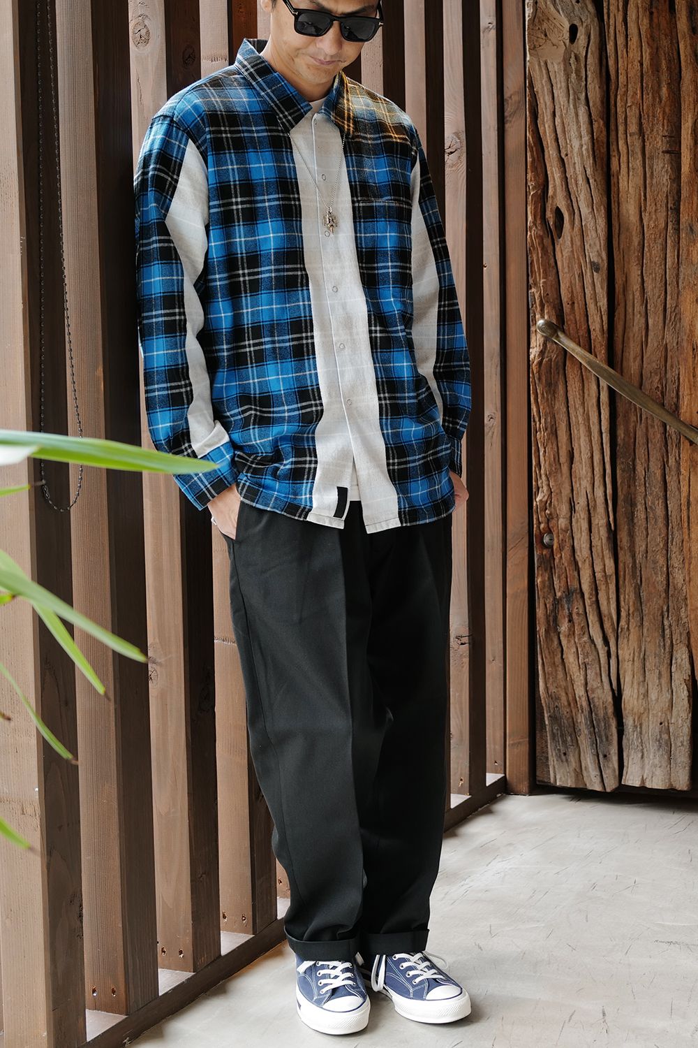 SEQUEL - SQ-22SS-SH-05 LINE CHECK SHIRT BLUE x BLACK | River