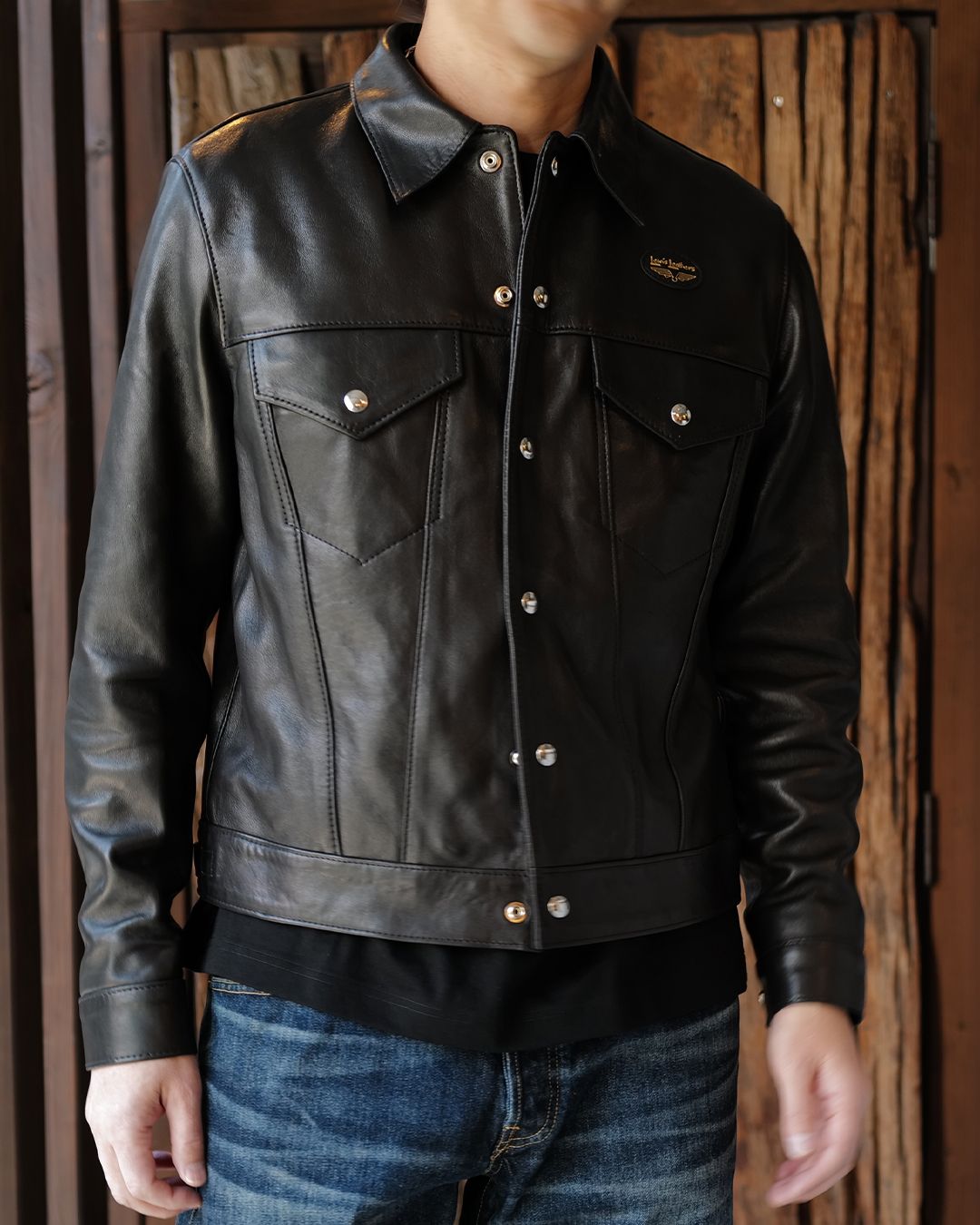 Western Jacket -ウェスタン ジャケット- 【Tight-Fit】   (シープレザー / 裏地:ブラックニット ) Black