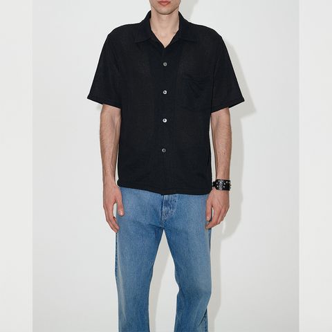 BOX SHIRT SHORTSLEEVE   Black Boucle