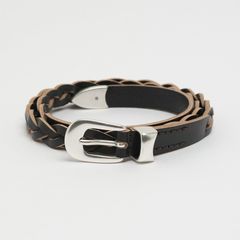 2 CM BRAIDED BELT   Black Leather