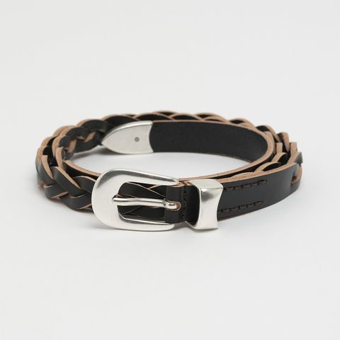 2 CM BRAIDED BELT   Black Leather