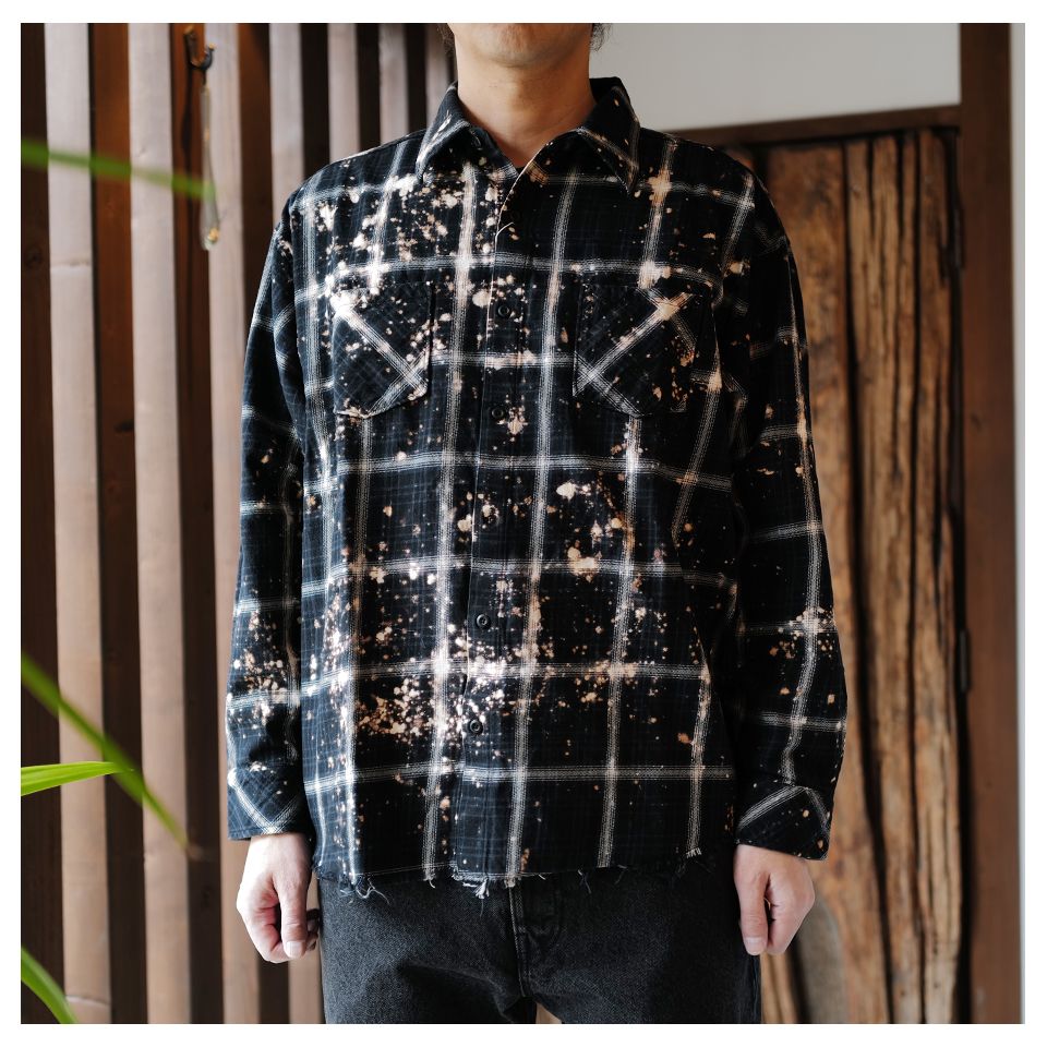 【Last1 M】 【Rafu】 Bleached shirt  Black