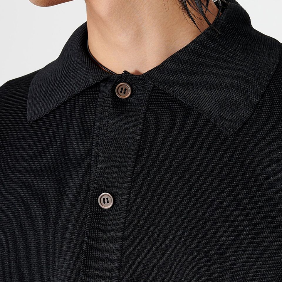 OUR LEGACY - EVENING POLO Super Black Performance Poly | River