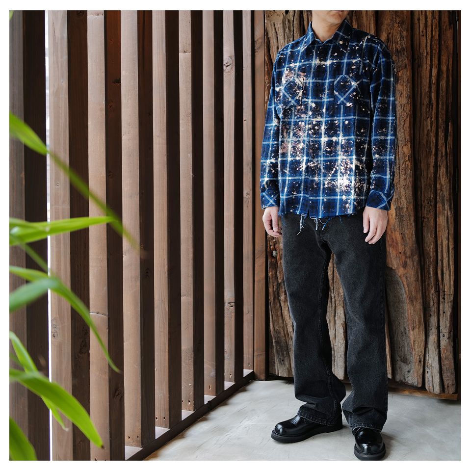 【Last1 XL】  【Rafu】 Bleached shirt  Blue