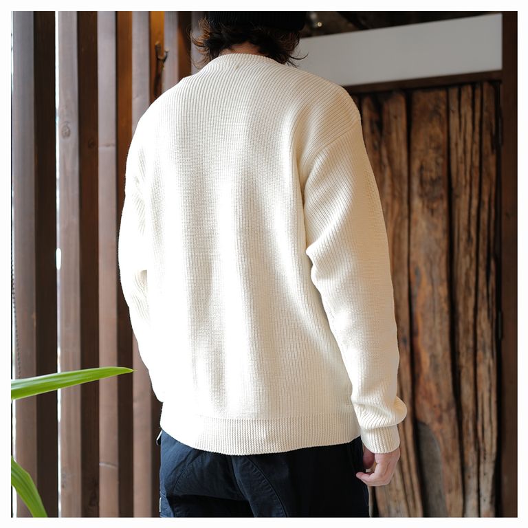 SEQUEL - SQ-24AW-KN-03 LOW GAUGE CREW NECK KNIT WHITE | River