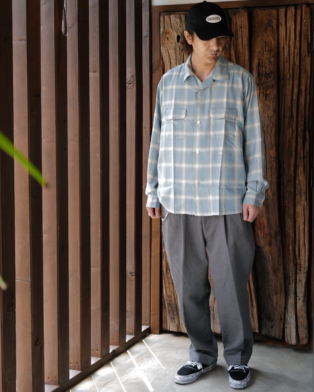 OMBRE CHECK LONG SLEEVE SHIRT [SAXE]