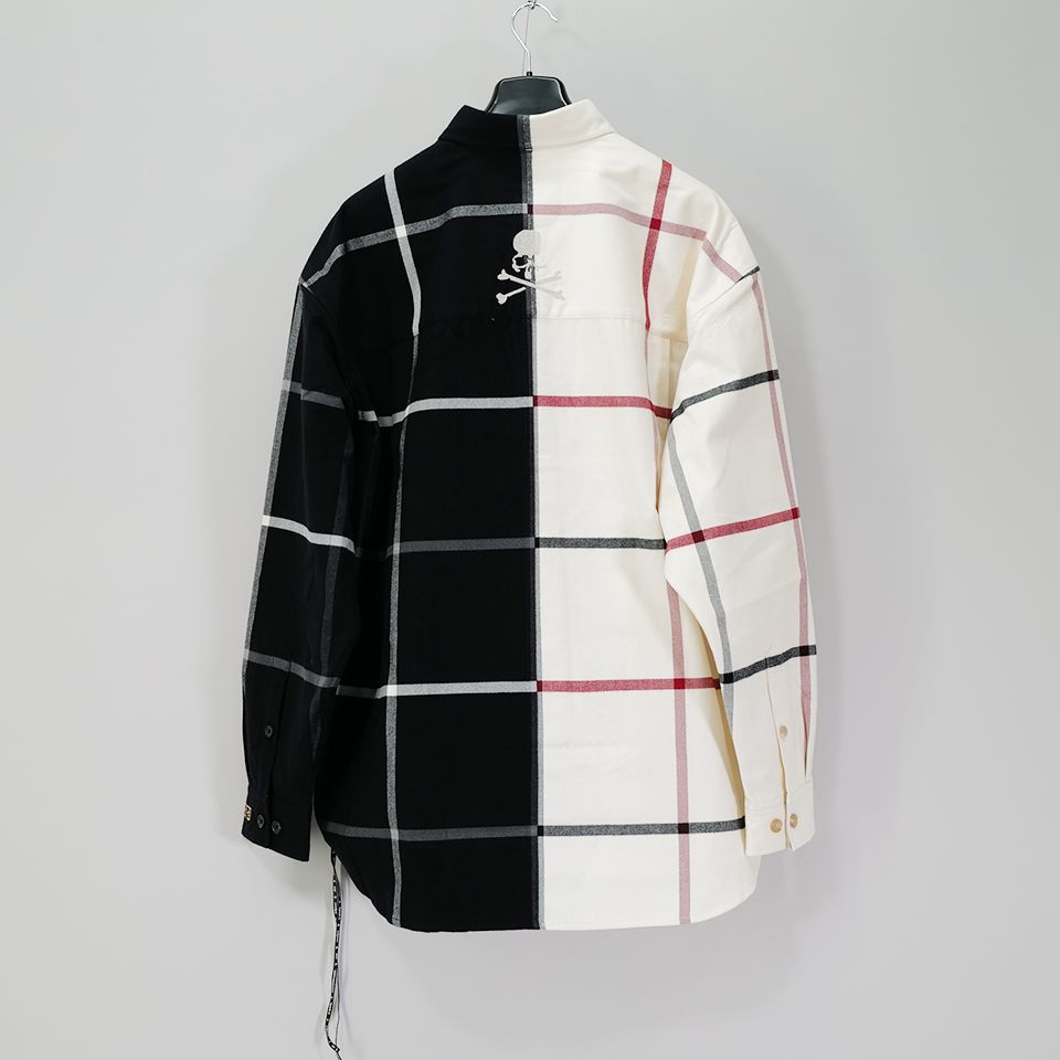 Last1 L 【mastermindJAPAN】 VERTICAL SPLIT PLAID SHIRT  BLACK x WHITE PLAID( BIG )