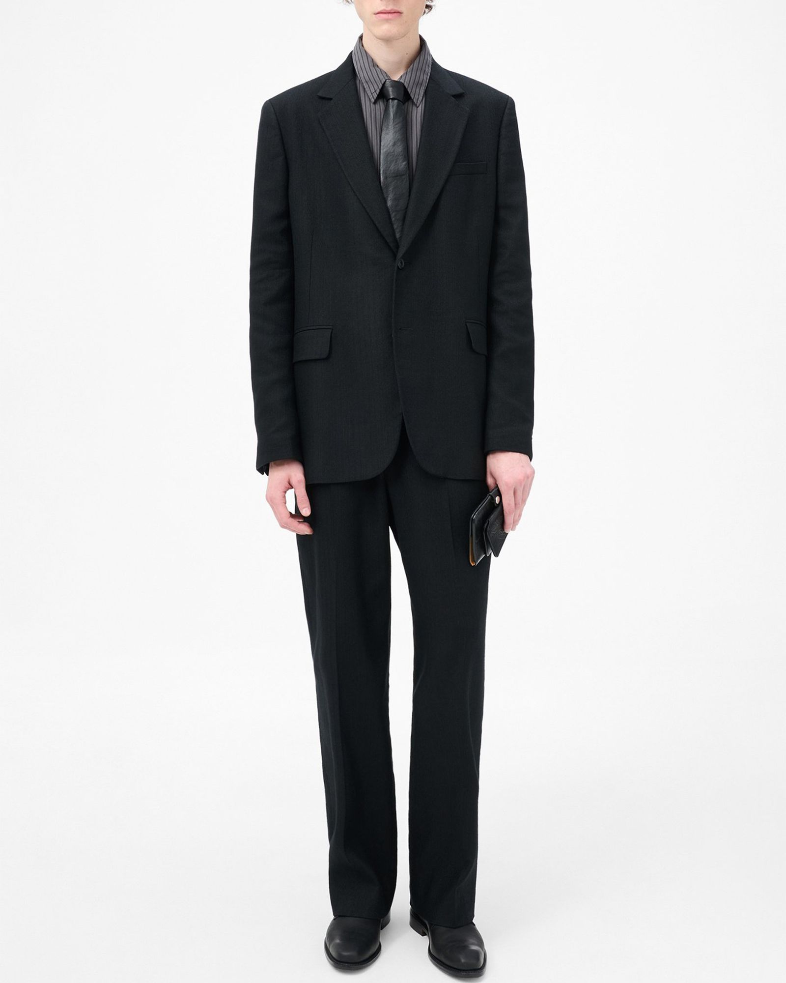 CEREMONY BLAZER   Coal Black Link Stripe Weave