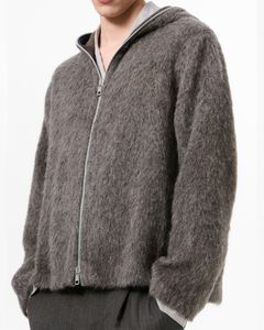 FULL ZIP HOOD  Mole Grey Hairy Wool