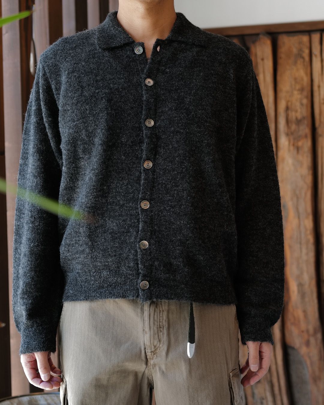 EVENING POLO  Charcoal Melange Fuzzy Alpaca