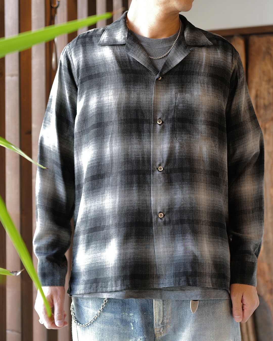 T.Rayon Ombre Open Collar Shirt  BLT