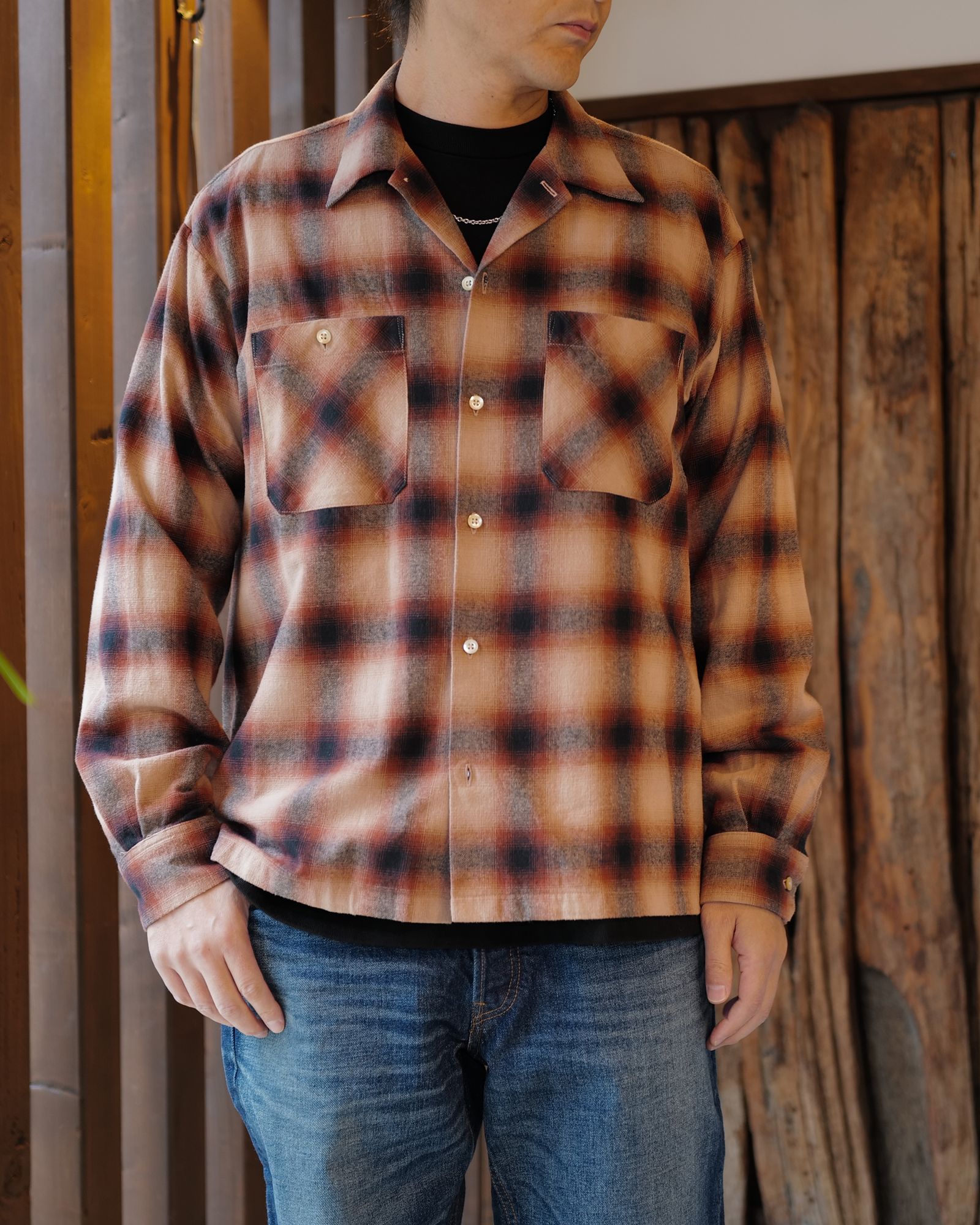 C.Flannel Ombre Open Collar SH  RPT