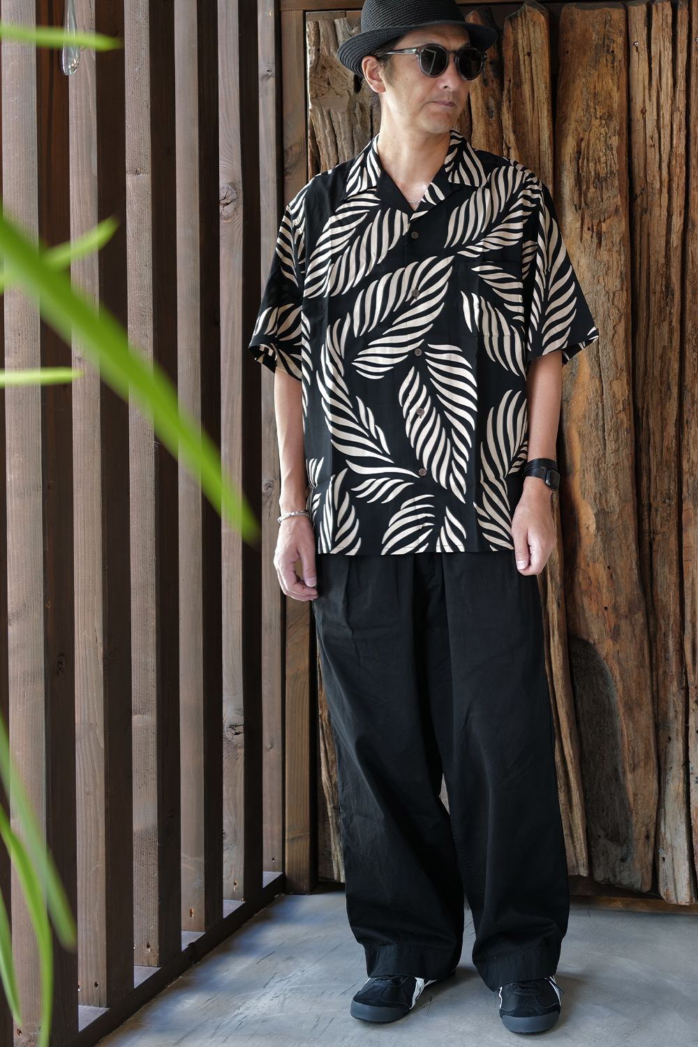 マインデニム　ボーリングシャツ MINEDENIM - Detroit Embroidery Bowling SH （BLK