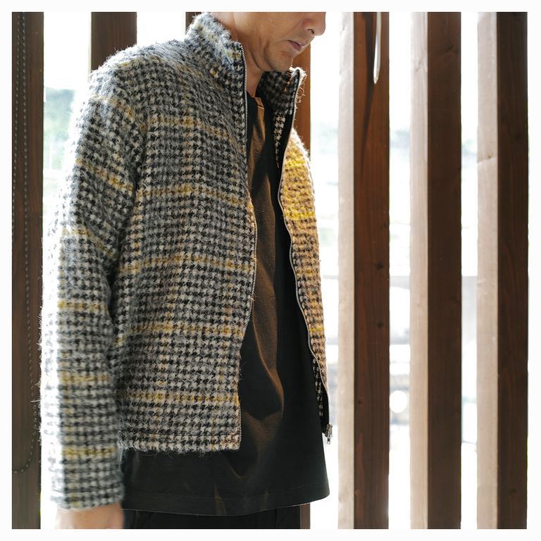 OUR LEGACY - SHRUNKEN FULLZIP POLO Prenzlauer Houndstooth | River