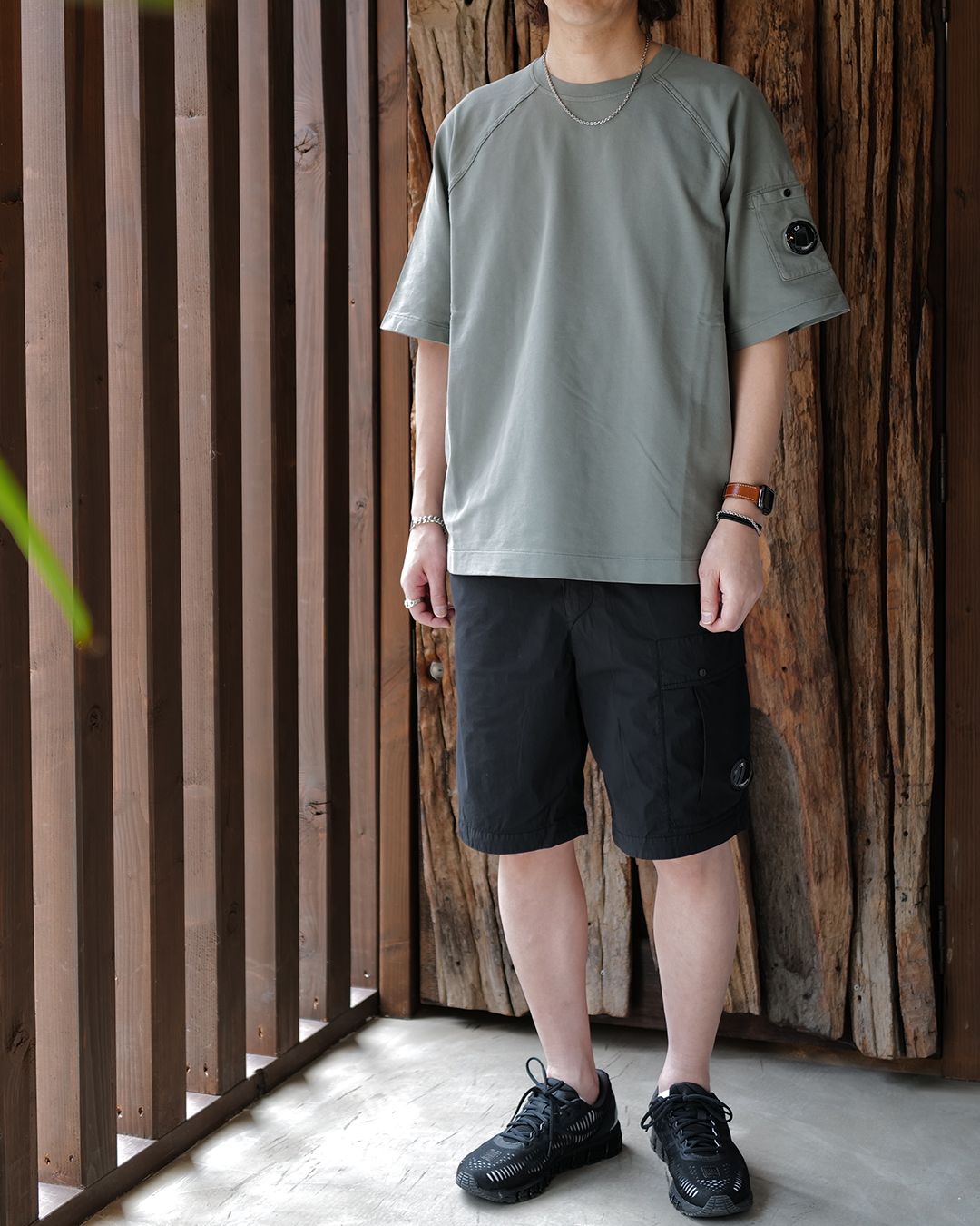 LIGHT FLEECE SHORT SLEEVE SWEATSHIRT  [GUNMETAL]