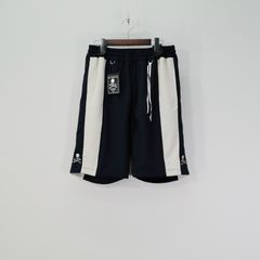 【MASTERMIND WORLD】 SIDE LINE TRACK SHORTS  NAVY x GREIGE