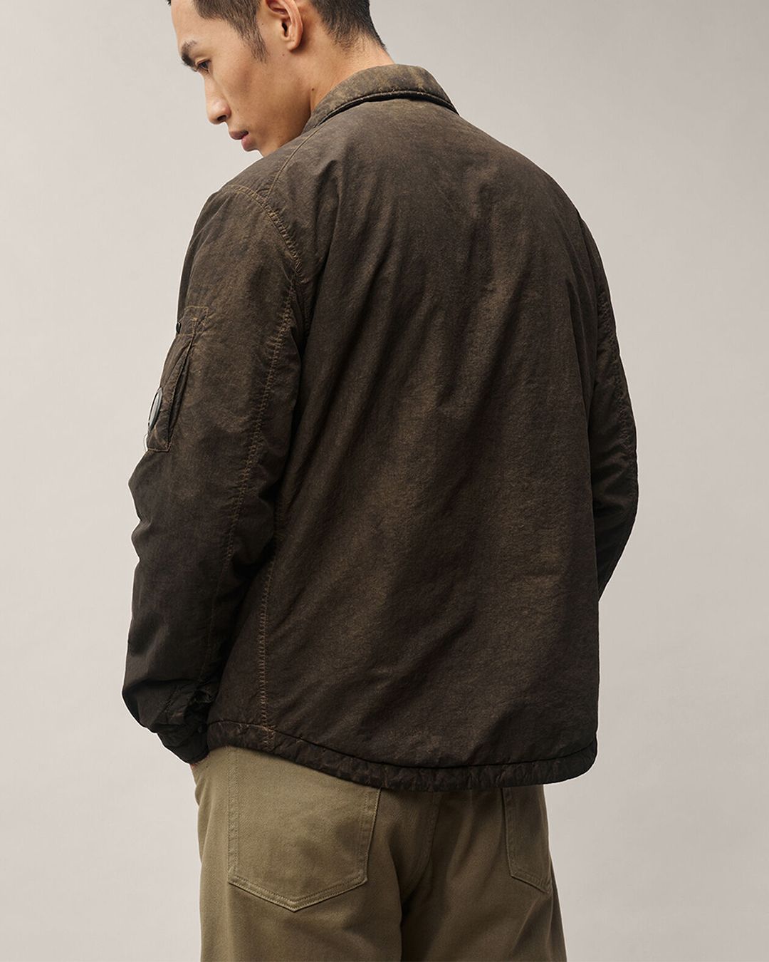 FLATT NYLON PADDED ZIPPED OVERSHIRT  <RE-COLOR BROWN R30>