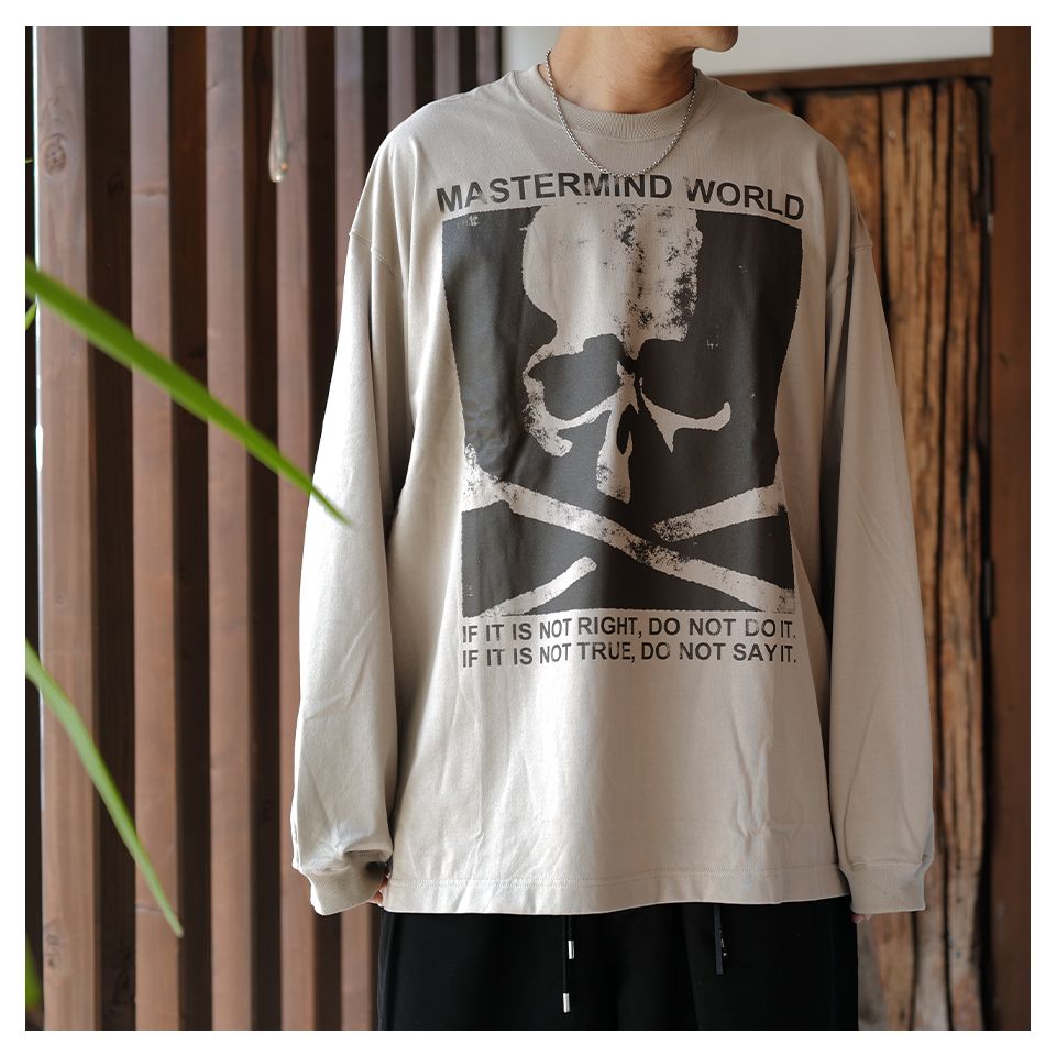 【MASTERMIND WORLD】 POSTER LS TEE  GREIGE