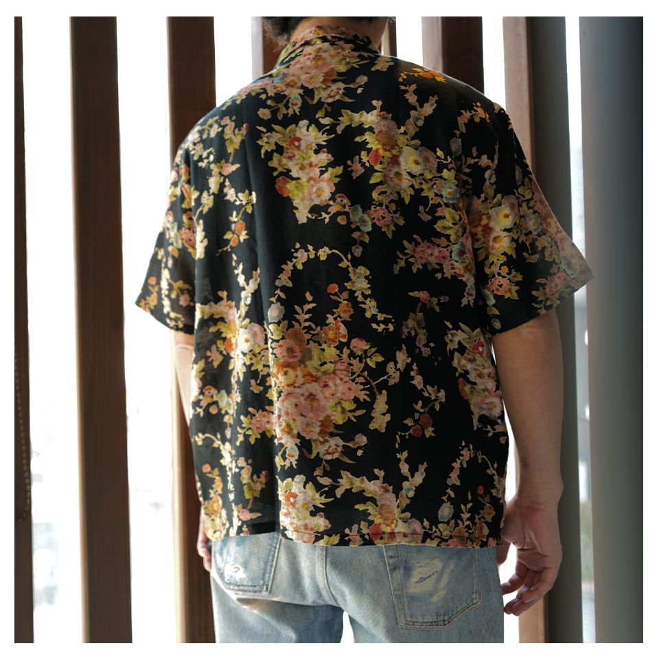 OUR LEGACY - ELDER SHIRT SHORTSLEEVE Black Floral Tapestry