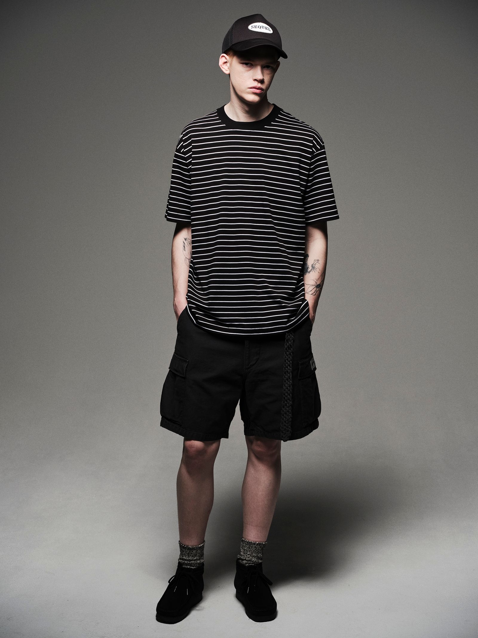 HIGH GAUGE BORDER T-SHIRT  [BLACK]