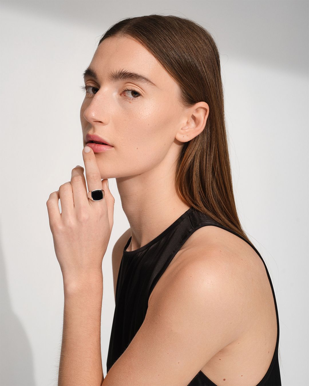 Cushion Polished Black Onyx / クッション ポリッシュ ブラック オニキス リング