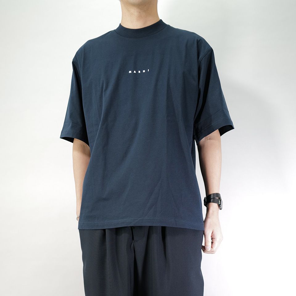 MARNI マルニ logo ロゴ Tシャツ 46 ネイビー46 - Tシャツ/カットソー ...
