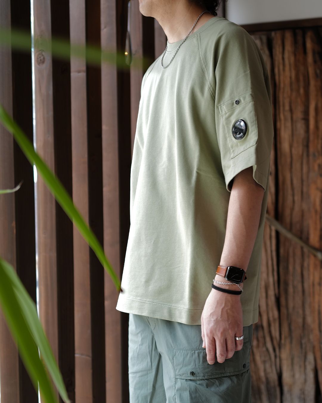 LIGHT FLEECE SHORT SLEEVE SWEATSHIRT  [MOSS GRAY]