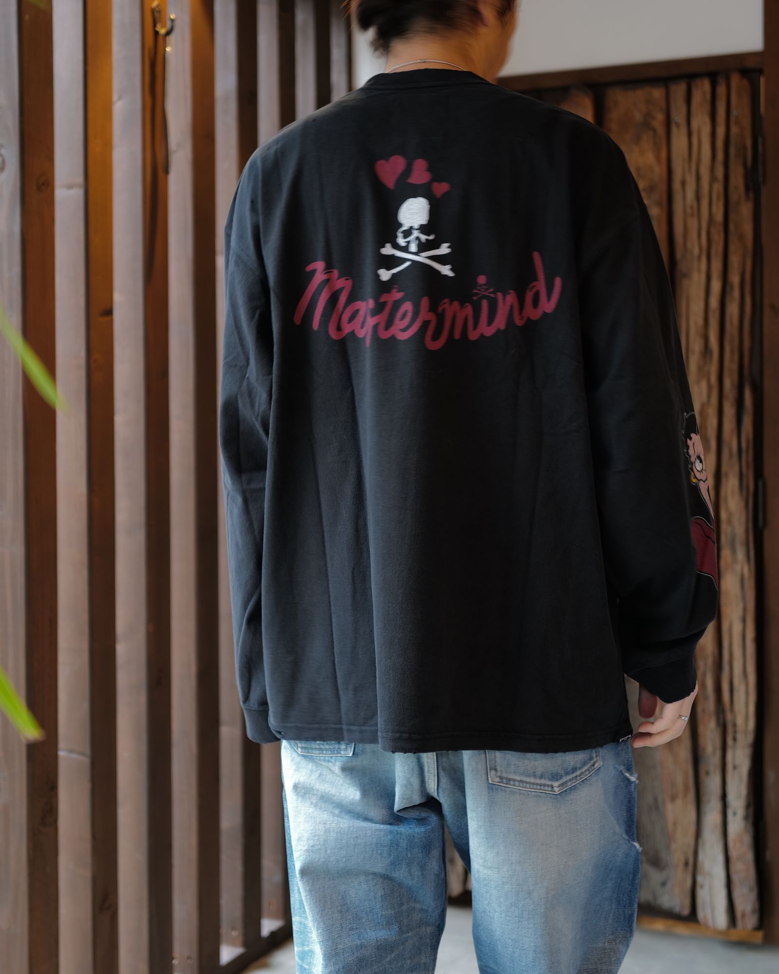 【MASTERMIND WORLD】 xBETTY BOOP L/S TEE ( DAMEGED ) MULTI COLOR <BOXY FIT>