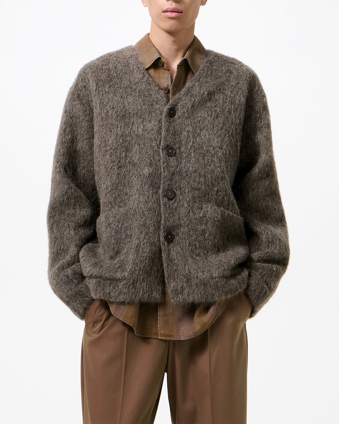 CARDIGAN Mole Grey Hairy Wool