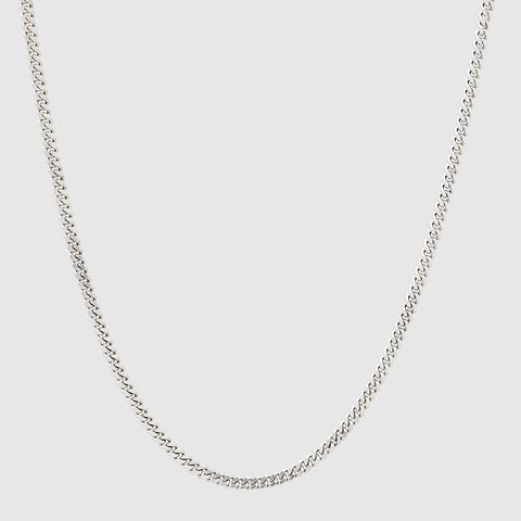 Curb Chain M 20.5Inch(52cm) / カーブ チェーンネックレス / 925スターリングシルバー / ホワイトロジウムメッキ (ユニセックス)