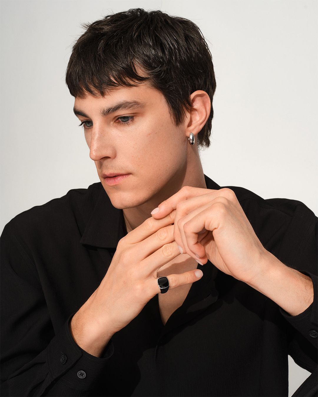 Cushion Polished Black Onyx / クッション ポリッシュ ブラック オニキス リング