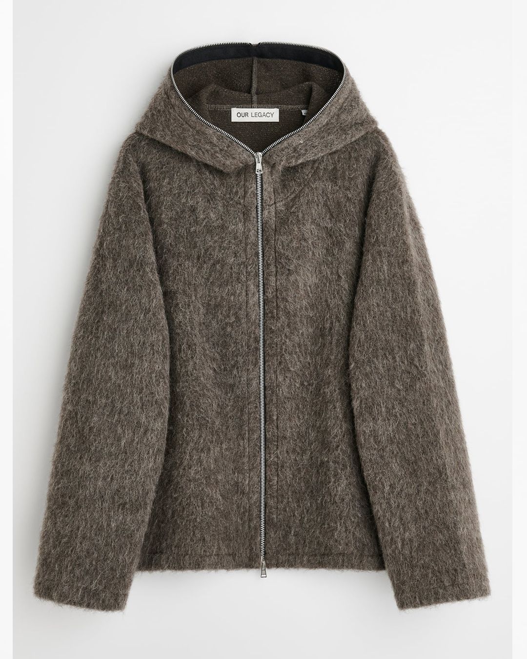 FULL ZIP HOOD  Mole Grey Hairy Wool