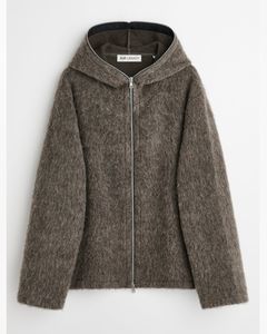 FULL ZIP HOOD  Mole Grey Hairy Wool