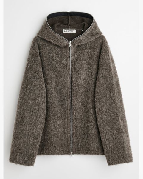 FULL ZIP HOOD  Mole Grey Hairy Wool